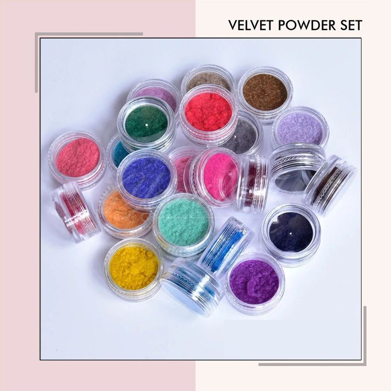 Bludru powder set bubuk velvet bludru nail art isi 12pcs