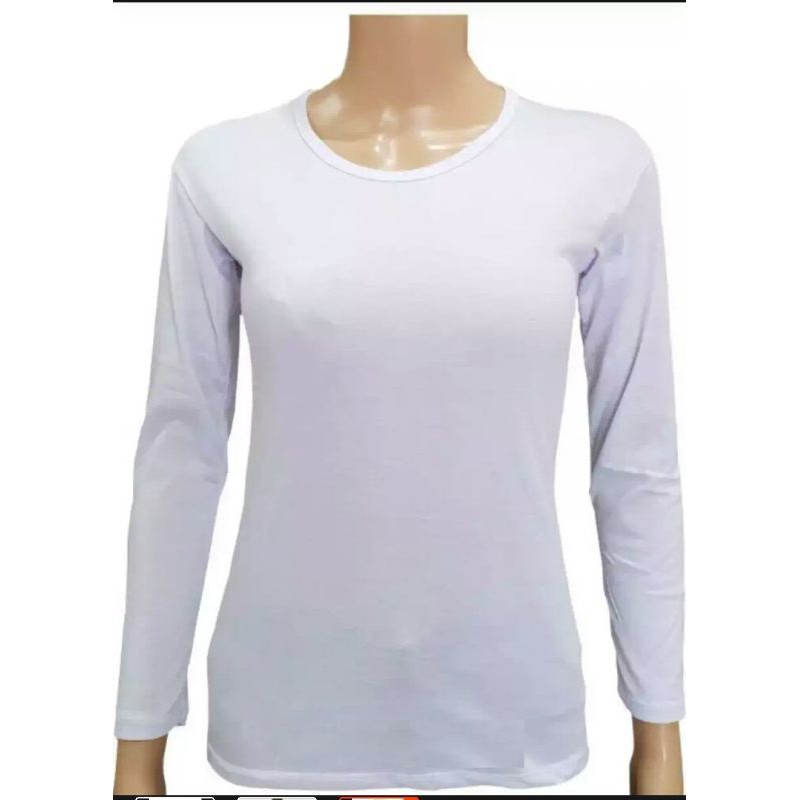 Kemeja Wanita Polos Putih Hitam Atasan Blouse Casual Lengan Panjang Basic Katun Rayon-Manset putih
