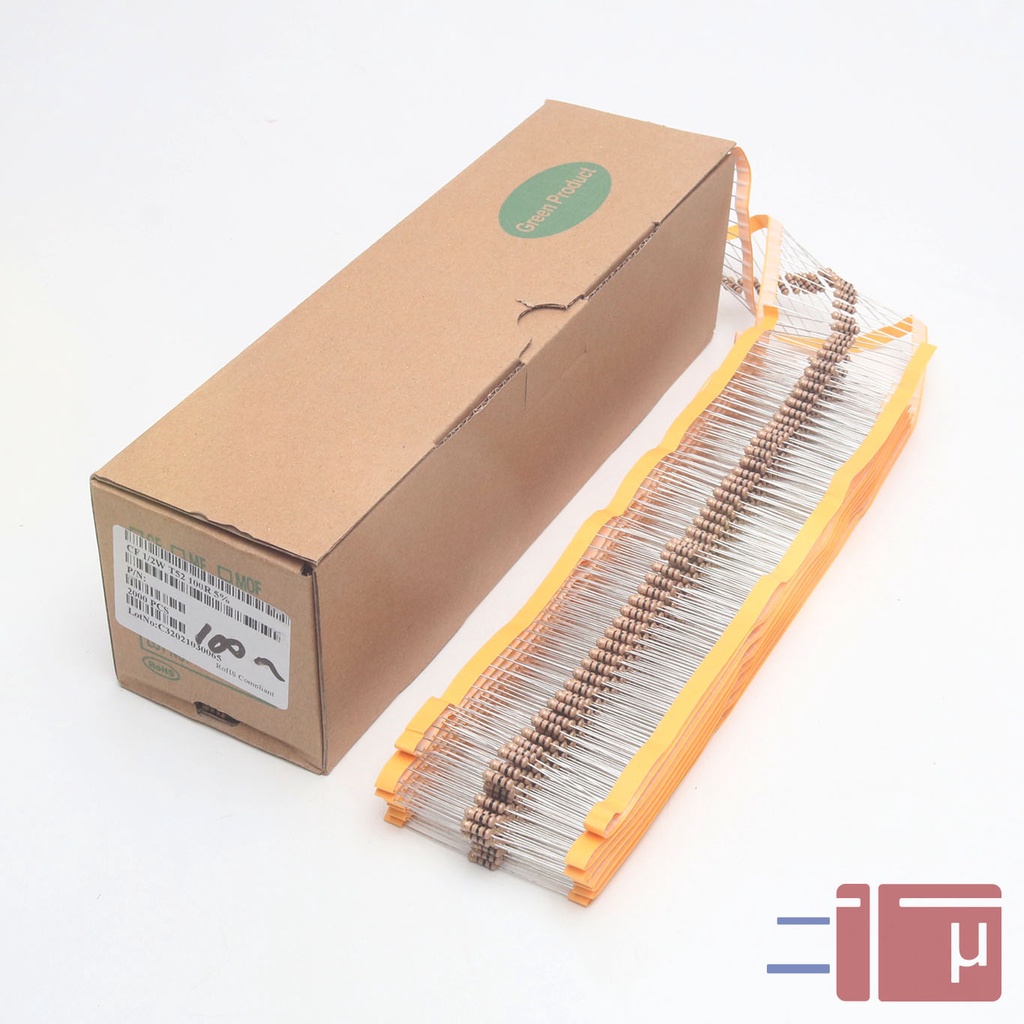 x10 Resistor 100R 100 Ohm 1/2W Karbon 5% Taiwan Kaki Tembaga