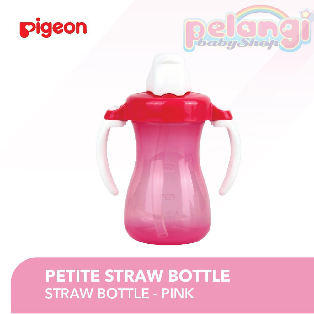 PIGEON Petite Straw Bottle - Pink | Botol Minum Bayi