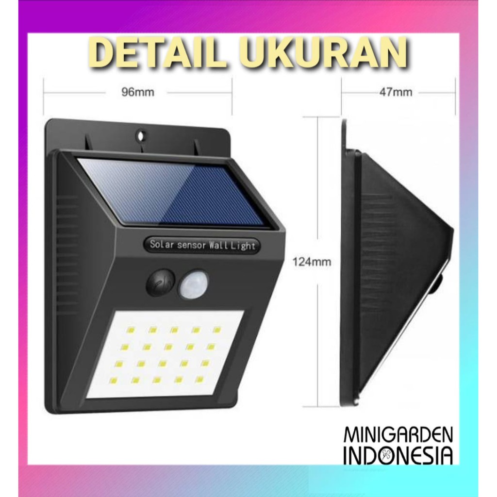 LAMPU TAMAN DINDING 30 LED SENSOR GERAK Solar Sensor Wall Light Lampu Sensor Tenaga Surya emergency