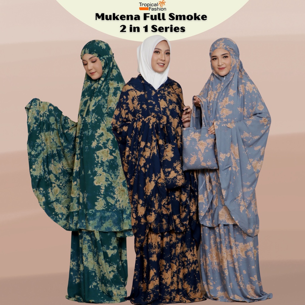 Mukena Bali Full Smoke 2 In 1 Untuk Dewasa Bahan Rayon Premium