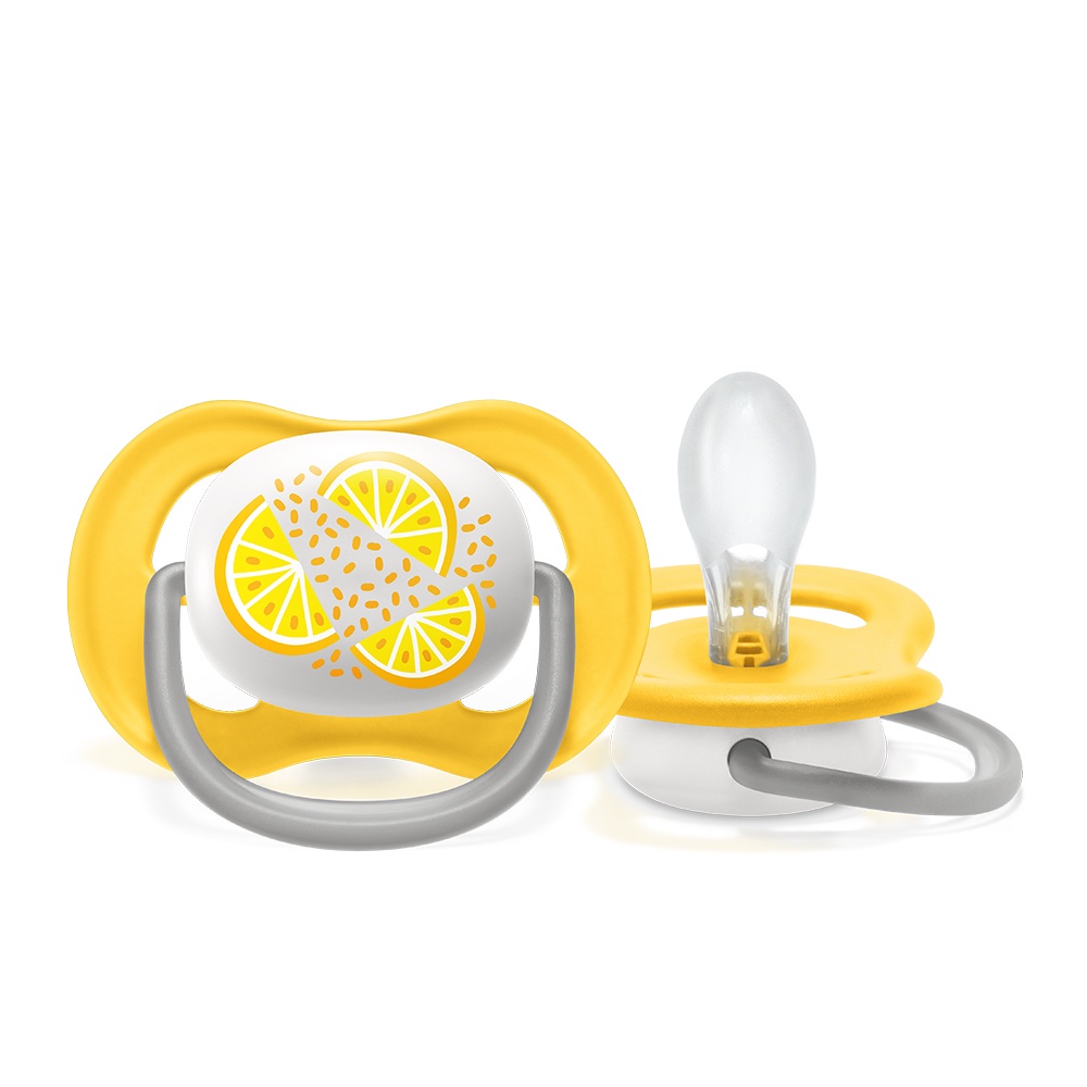 Empeng Bayi Philips Avent Soother Ultra Air 6-18M Orange&amp;Lemon SCF080/18