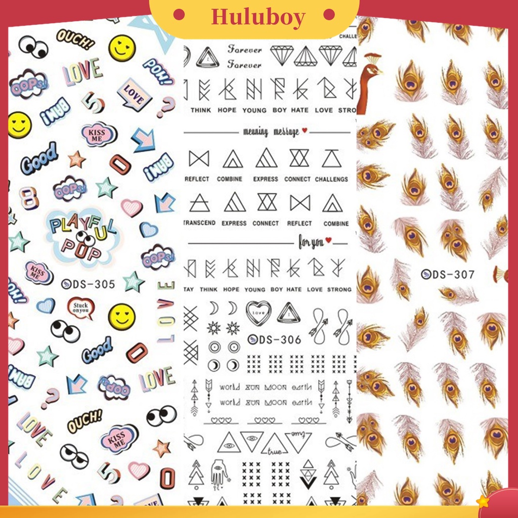 Huluboy Huluboy♡ 1 Lembar Stiker Decal Transfer Air Motif Bunga Untuk Manicure DIY