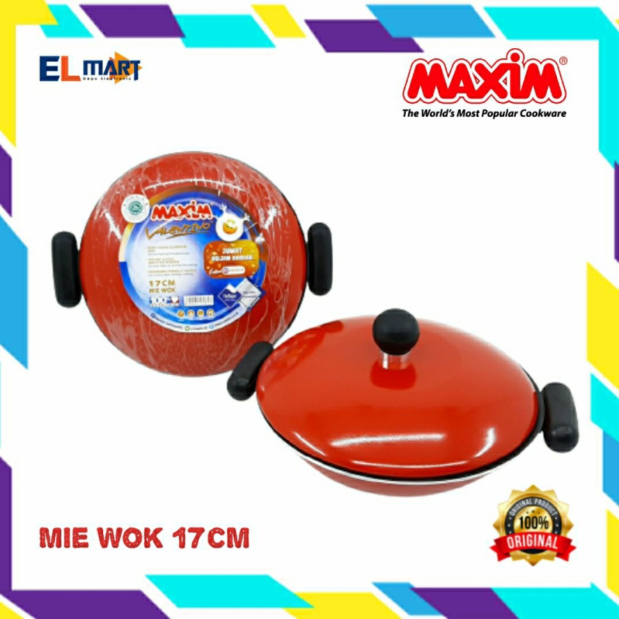 Maxim Valentino Mie Wok 17cm Wajan Cetakan Kue Apem Serabi + Tutup original