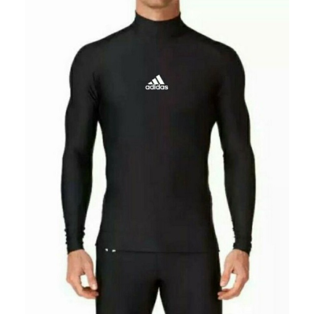 Manset Baselayer Baju Kaos Adidas Olahraga Futsal Sepak Bola Football Lengan Panjang Hitam Pria