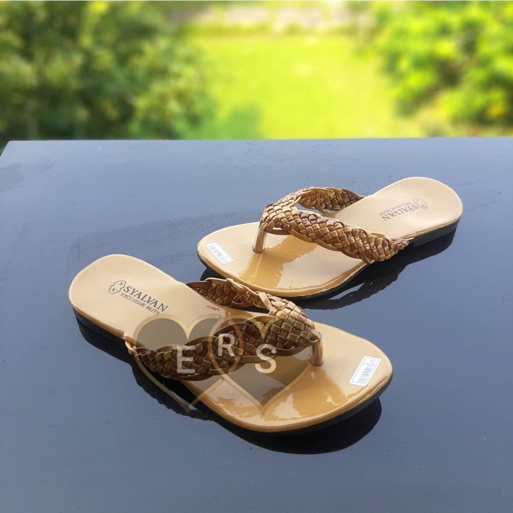 TOKOERS SDPD09 Sandal Wanita Perempuan Sandal Teplek Jepit - Motif Rajut