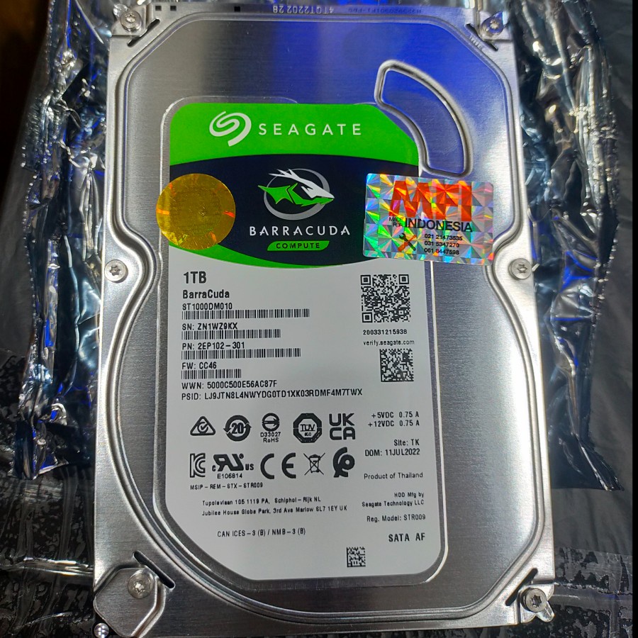 HARDDISK SEAGATE BARRACUDA 1TB 3.5" HDD/HD/HARDISK INTERNAL PC 3,5"