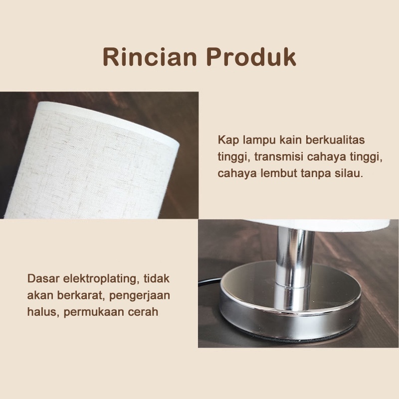 Lampu Malam Model Simple Gaya Eropa Kreatif untuk Dekorasi Kamar Lampu Meja/Tidur Kain ringan hangat + alas besi COD DEXONE