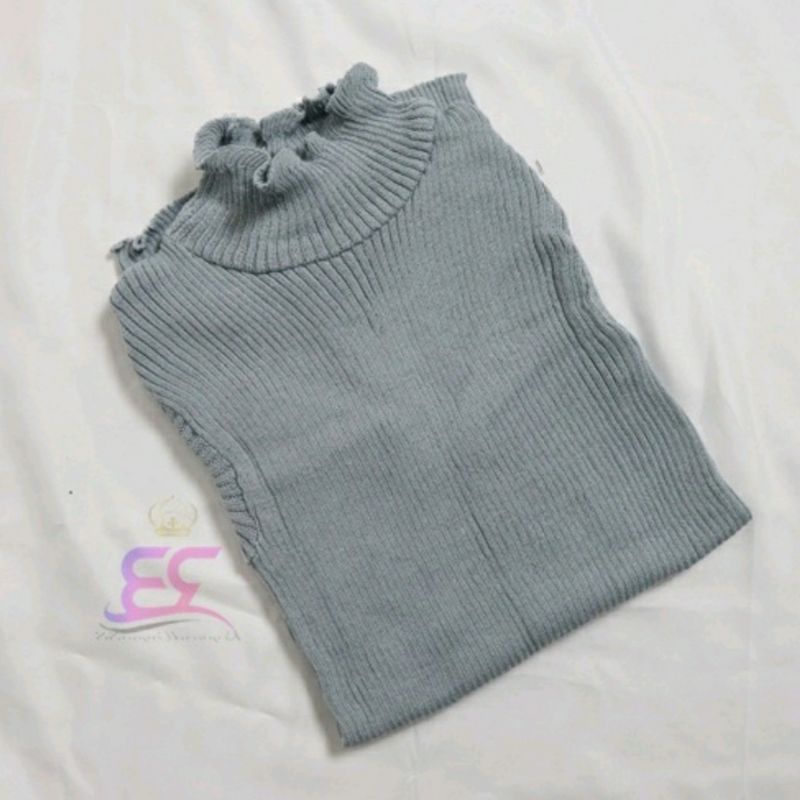 DAISY CURLY SWEATER | TURTLENECK KRIWIL LENGAN PANJANG | SWEATER KRIWIL-Silver