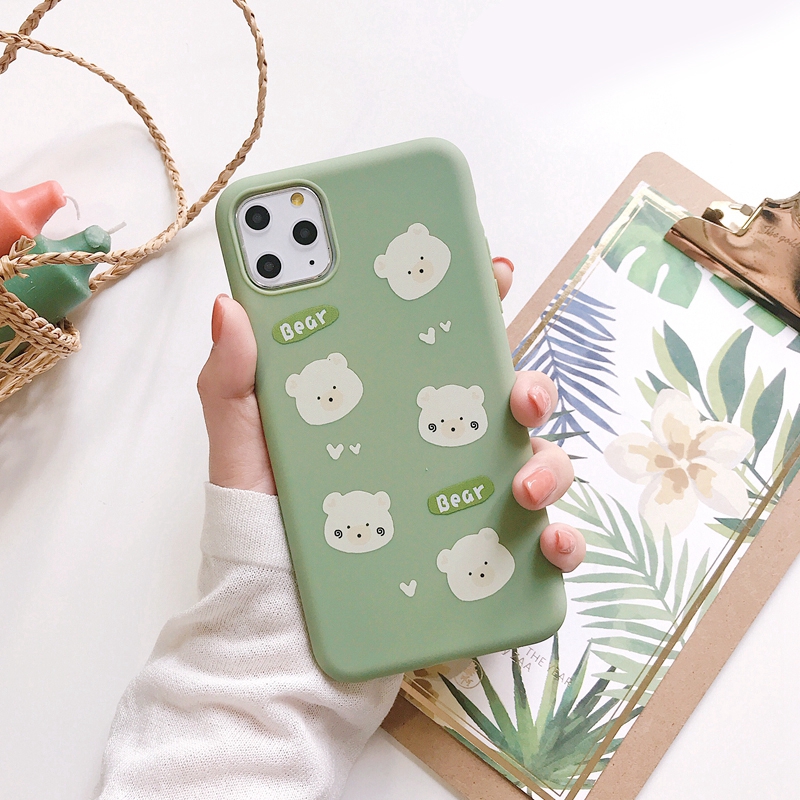 Beruang kartun lucu Hijau soft Case Xiaomi Redmi NOTE9 NOTE9pro NOTE8 NOTE8 Pro NOTE7 NOTE7 Pro NOTE6Pro NOTE6  NOTE5A NOTE5 NOTE5Pro Note4X Redmi Note4 Redmi 8 Redmi 8A Redmi 7A Redmi 6Pro/A2 Lite Redmi 6A Redmi 6 Redmi 5A Redmi 5plus Redmi 5-6