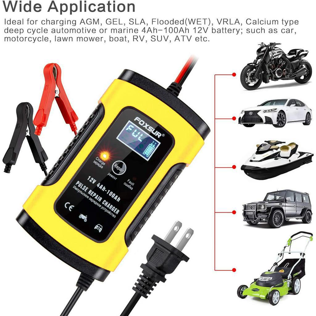 FOXSUR Charger Baterai Aki Mobil Motor SUV Repair Pulse 12V 5A - FOX7 - Black/Yellow