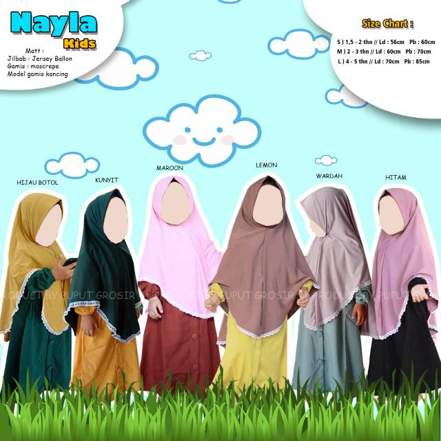 Nayla Kids. Gamis Nayla. Gamis Nayla Anak. Gamis Set Anak