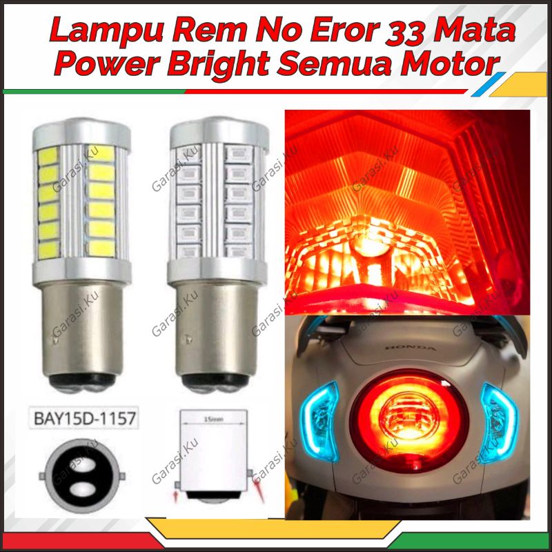 LAMPU REM MOTOR LED 33 MATA CANBUS NO ERROR NON KEDIP SUPRA KHARISMA REVO BLADE JUPITER MIO BEAT VEG