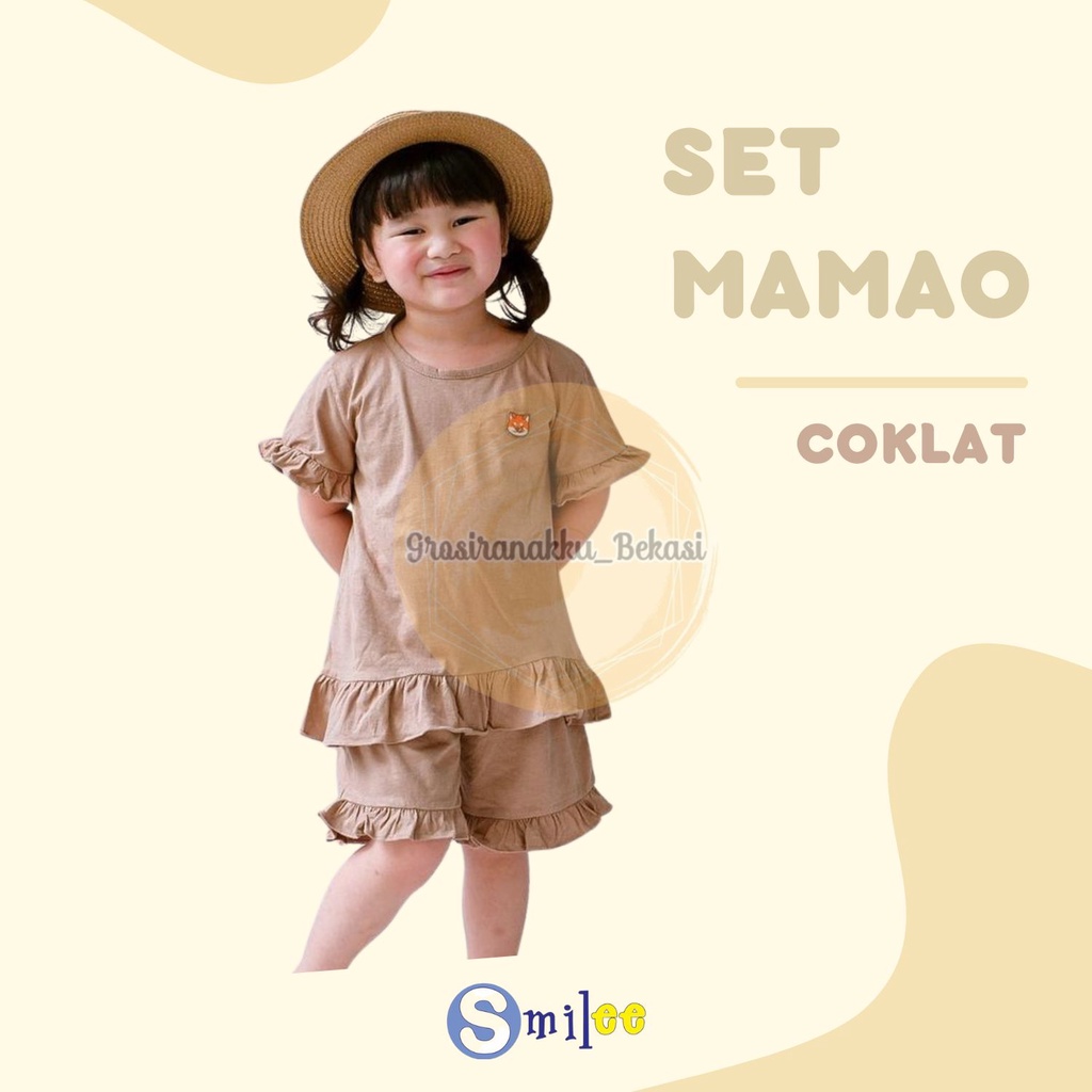 Setelan Anak Kaos Smilee Mamao Coklat Size 1-5Thn