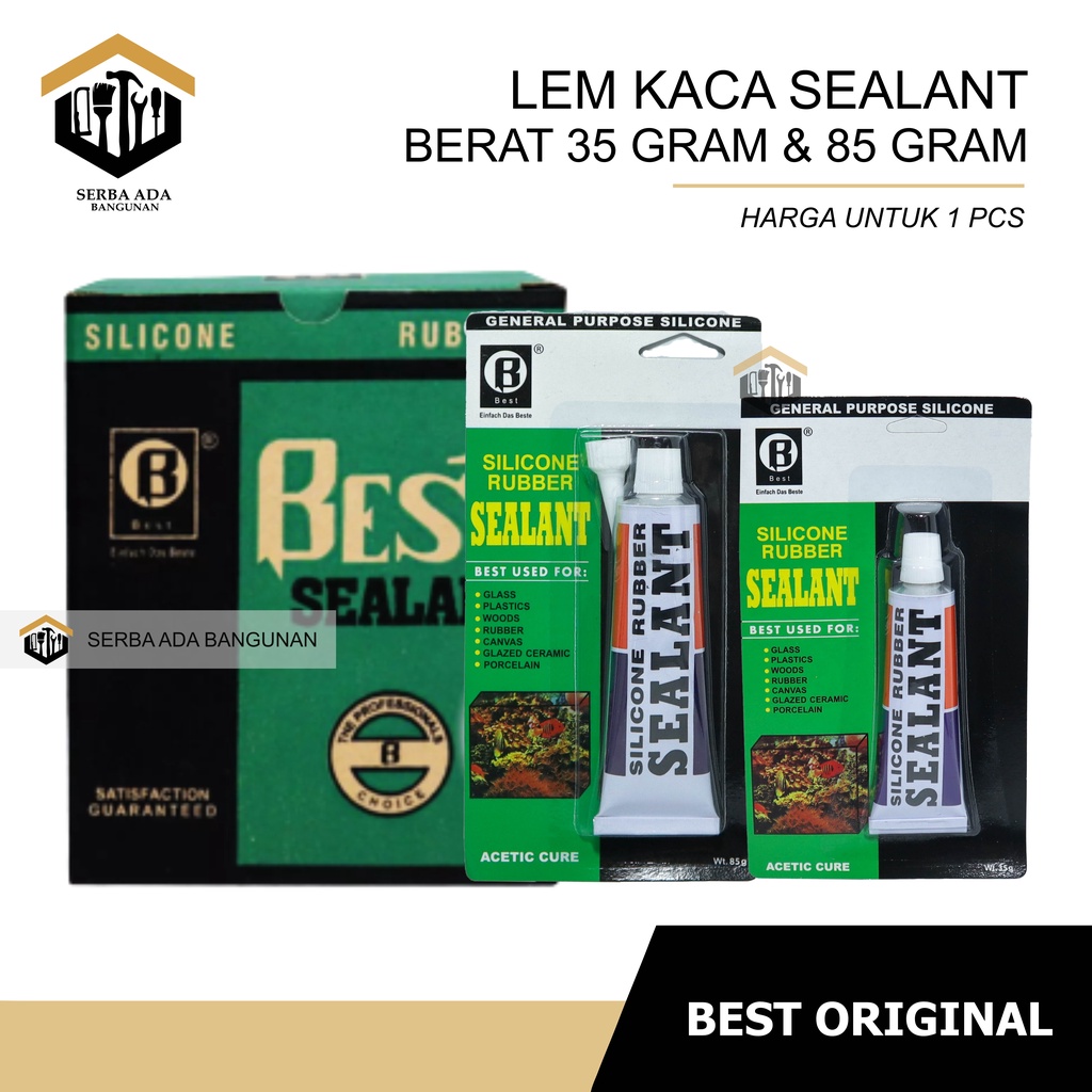 LEM SEALENT KACA LEM GASKET 35 Gram 85 Gram / SILICON UNTUK KARET PLASTIK KAYU KARET KERAMIK CANVAS