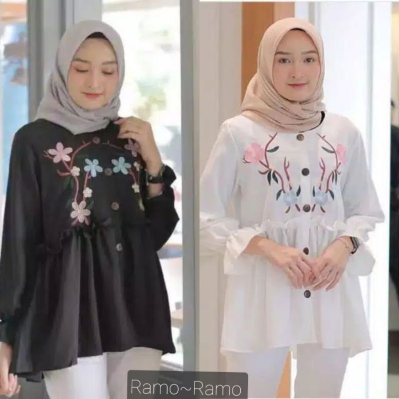 BLOUSE MOSCREPE BORDIR//CHIKHA SHIRT BIMBERS BORDIR