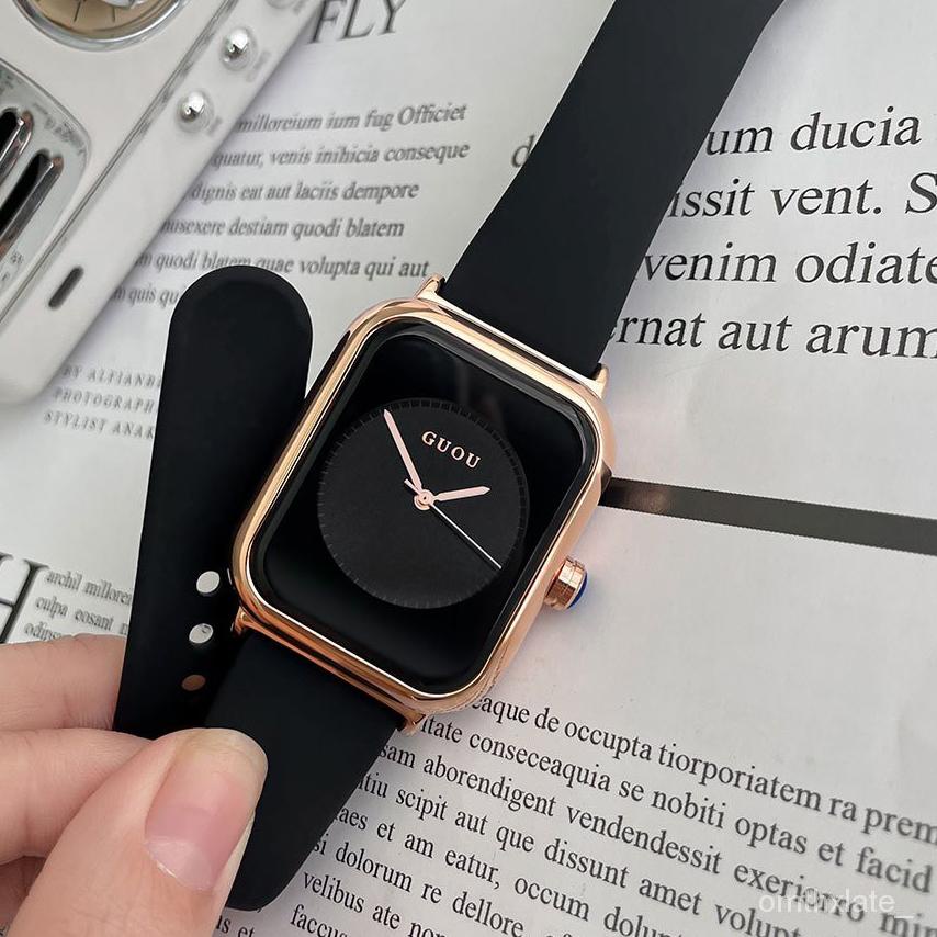 READY ✅【Ready stock】100% ORI  【GUOU Watch 】【COD】2022 Baru Jelly Desain Kecil Square Watch Sederhana 