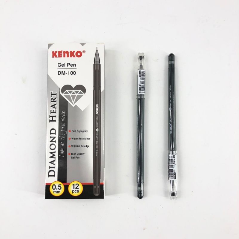 

pulpen gel kenko diamond heart d-100 hitam dan biru