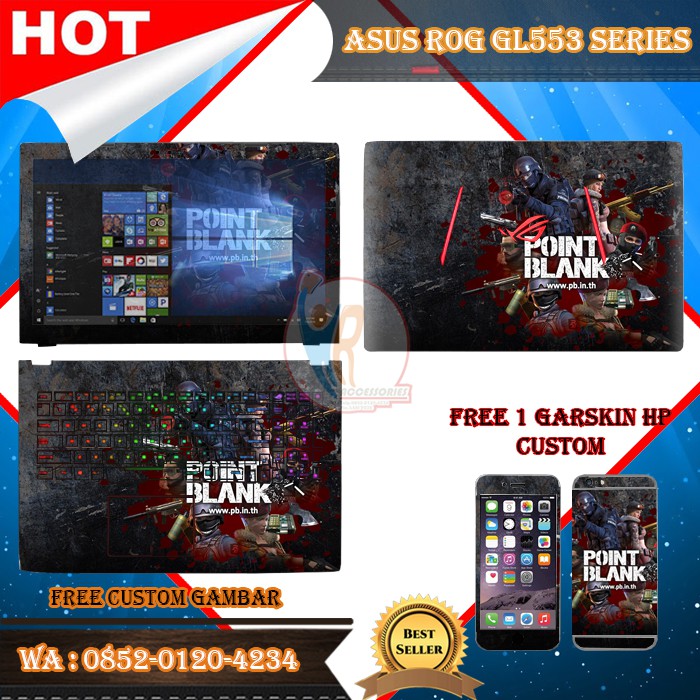 Original Garskin Laptop Full Body Asus ROG GL553 Series Motif Point Blank - Free Custom Gambar