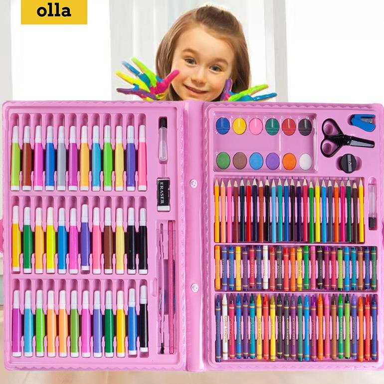 

((BISA COD)) Olla Oil Pastel 150PCS Krayon Set Pensil Warna & Alat Menggambar / Alat Tulis & Menggambar 150 in 1- CP4