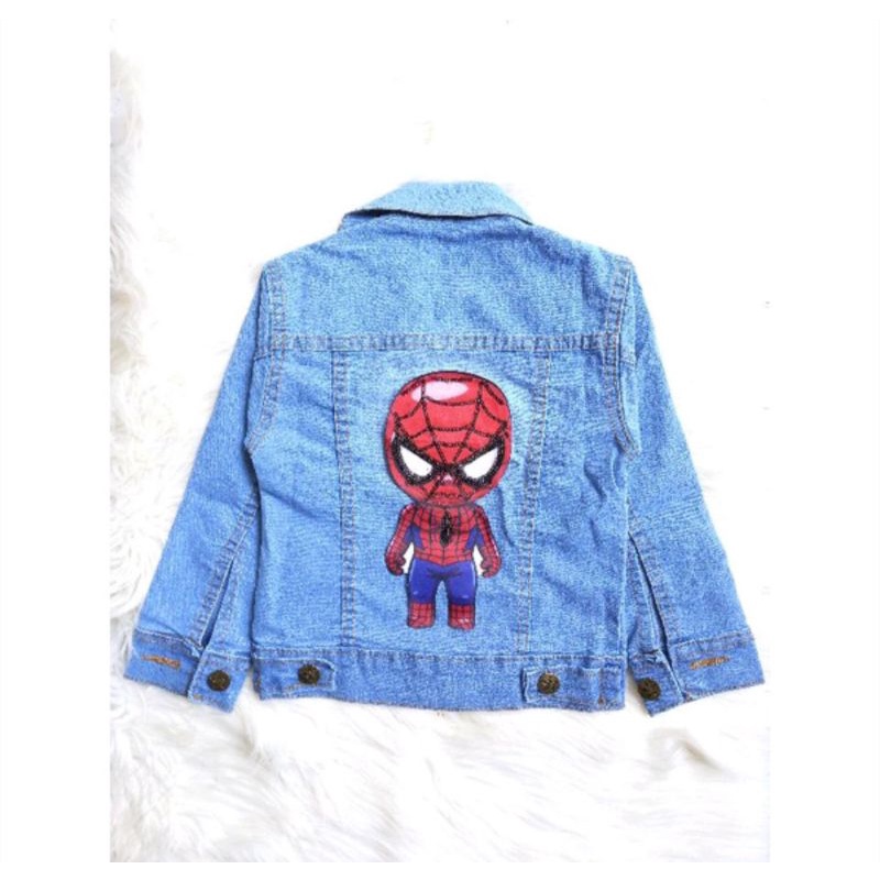 JAKET JEANS LED (NYALA) ANAK/JAKET JEANS SUPERHERO UNTUK 1-12 TAHUN