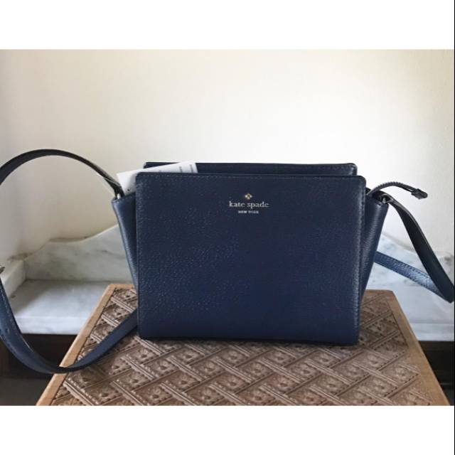 Tas kate spade selempang hayden crossbody biru oceano navy original