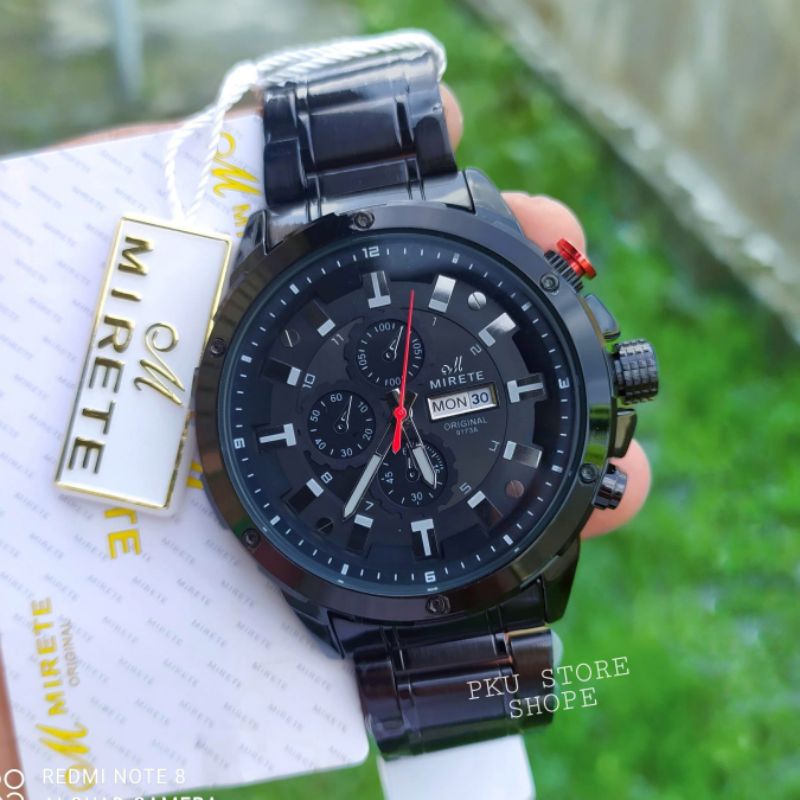 HARGA PROMO JAM tangan Pria Mirete Original Tahan Air Free Box Exklusif_ JAM Tangan Import Rantai Stainlees Steel Sporty Olahraga_Tanggal Hari Aktif_ Terlaris_ Pria_Original_Mirete_Tahan Air_ Anti Air _MURAH JAM Tangan Pria MIRETE ORUGINAL