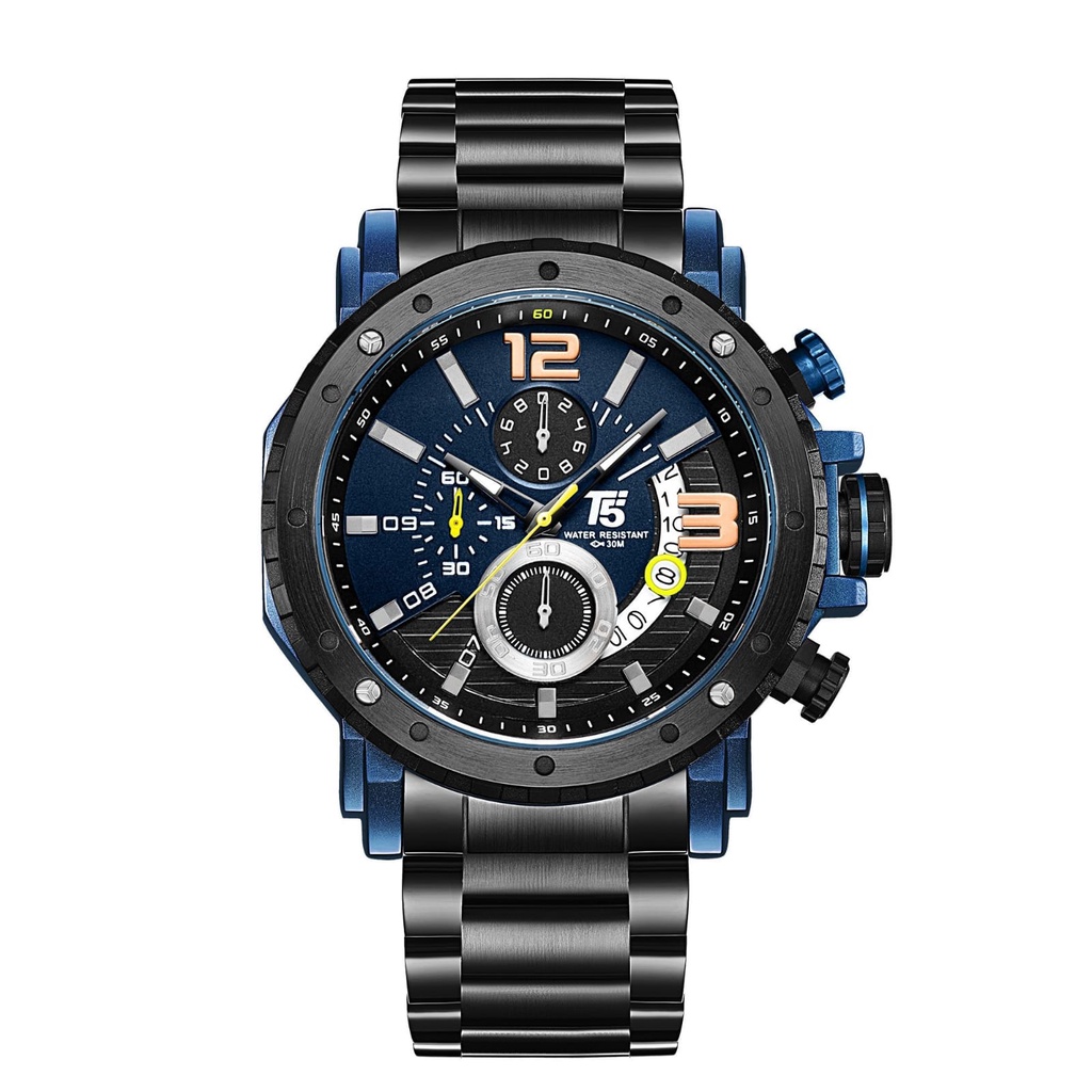 JAM TANGAN PRIA RANTAI T5 H3746G ORIGINAL QUARTZ GARANSI 1 TH