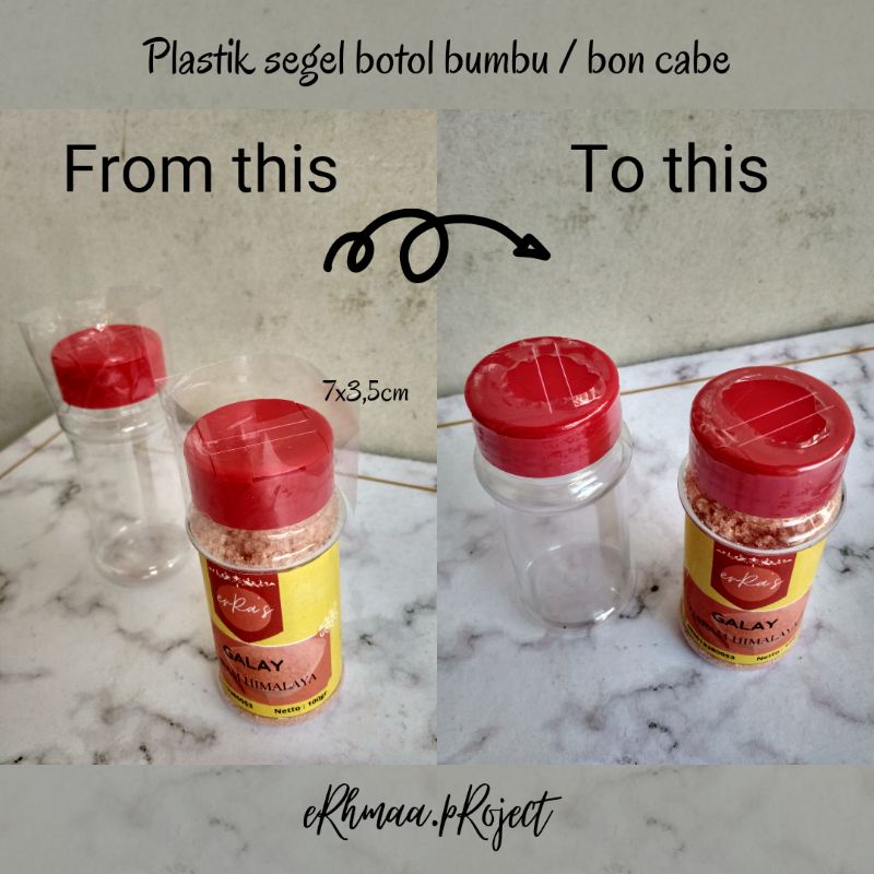 (50pcs)plastik srink / segel botol diameter ukuran 7 x 3,5 / 4 cm