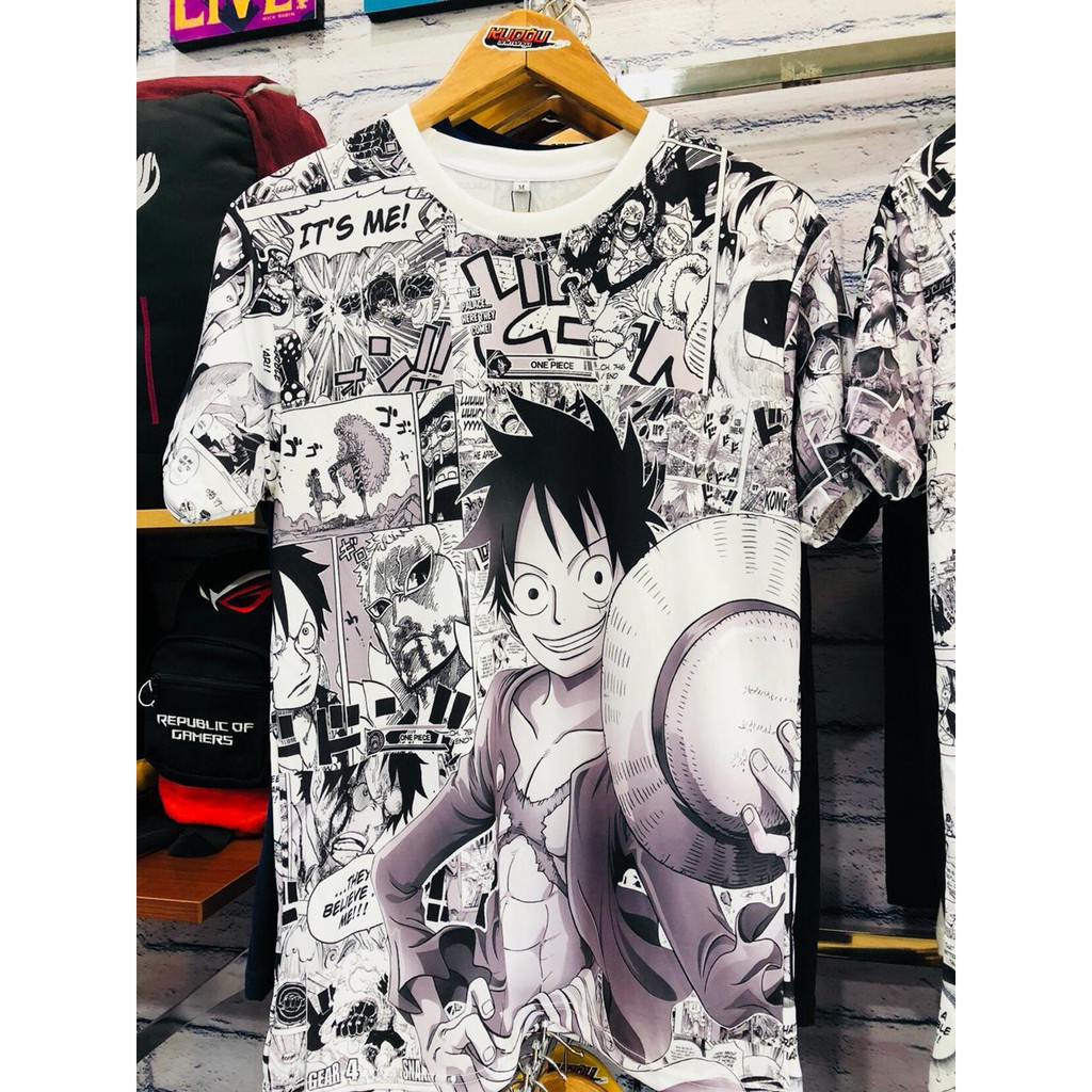 Tshirt Luffy Onepiece Fullprint Black White