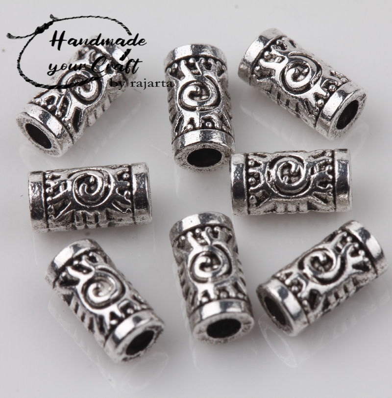 Spacer Beads Lapis Silver Ukuran 7X3Mm Gaya Eropa