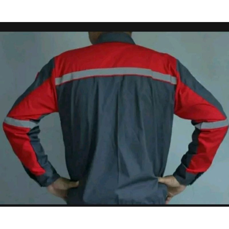 SERAGAM SAFETY JUMBO XXXL MERAH ABU RESLETING LEBAR DADA 65 CM FREE LOGO