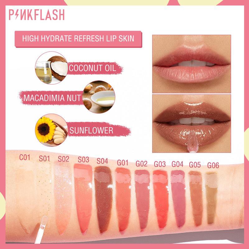 Pinkflash Lip Gloss Moisturizing Shine and Shimmer Plumping Glasir Bibir