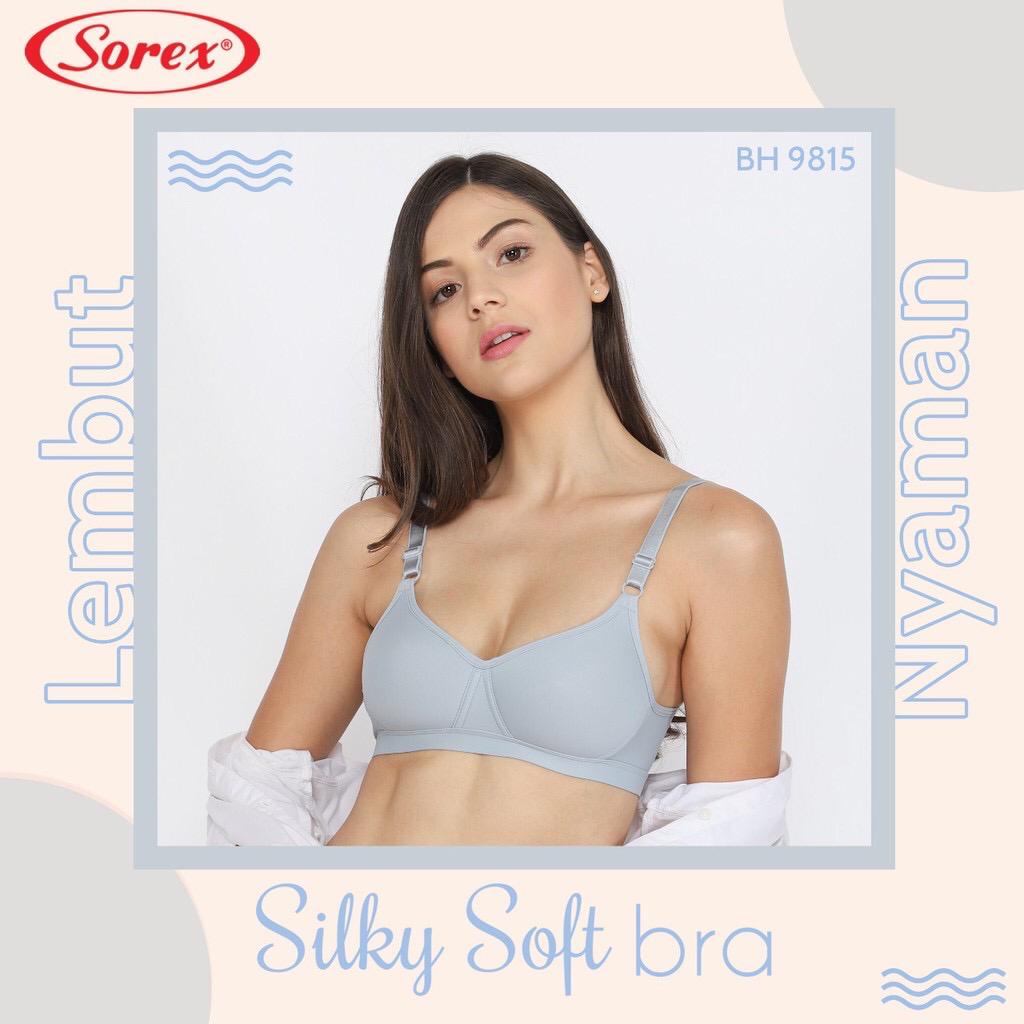 BH BRA SOREX 9815 TANPA KAWAT EXTRA COMFORT , BAHAN LEMBUT LICIN DAN ADEM BAHAN SILKY LEMBUT SOFT BUSA TIPIS KAIT 3 SETARA CUP B