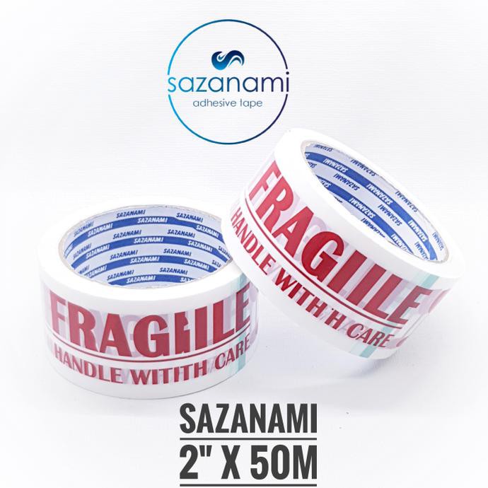

New Lakban Fragile 2" Inch 48Mm X 50M Sazanami Isolasi Lakban Pecah Belah Buru Order