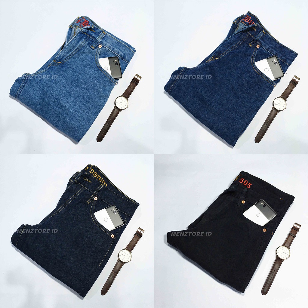 Celana Jeans Pria Standar Straight Jeans Cowok Jens Pria Reguler Bahan Tebal Big Size Ukuran Besar