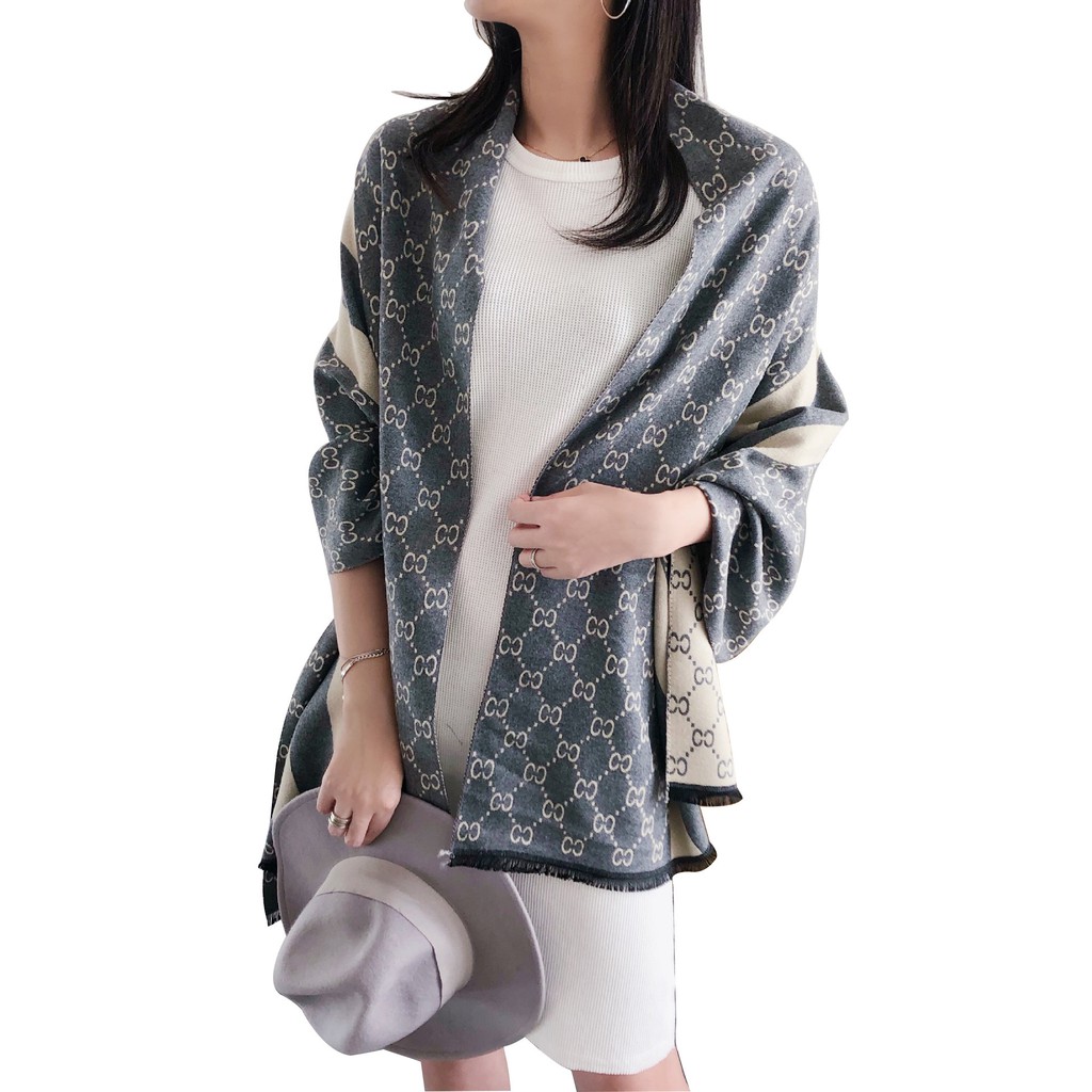 Gil Scarf Syal Shawl Motif GG Import Cashmere