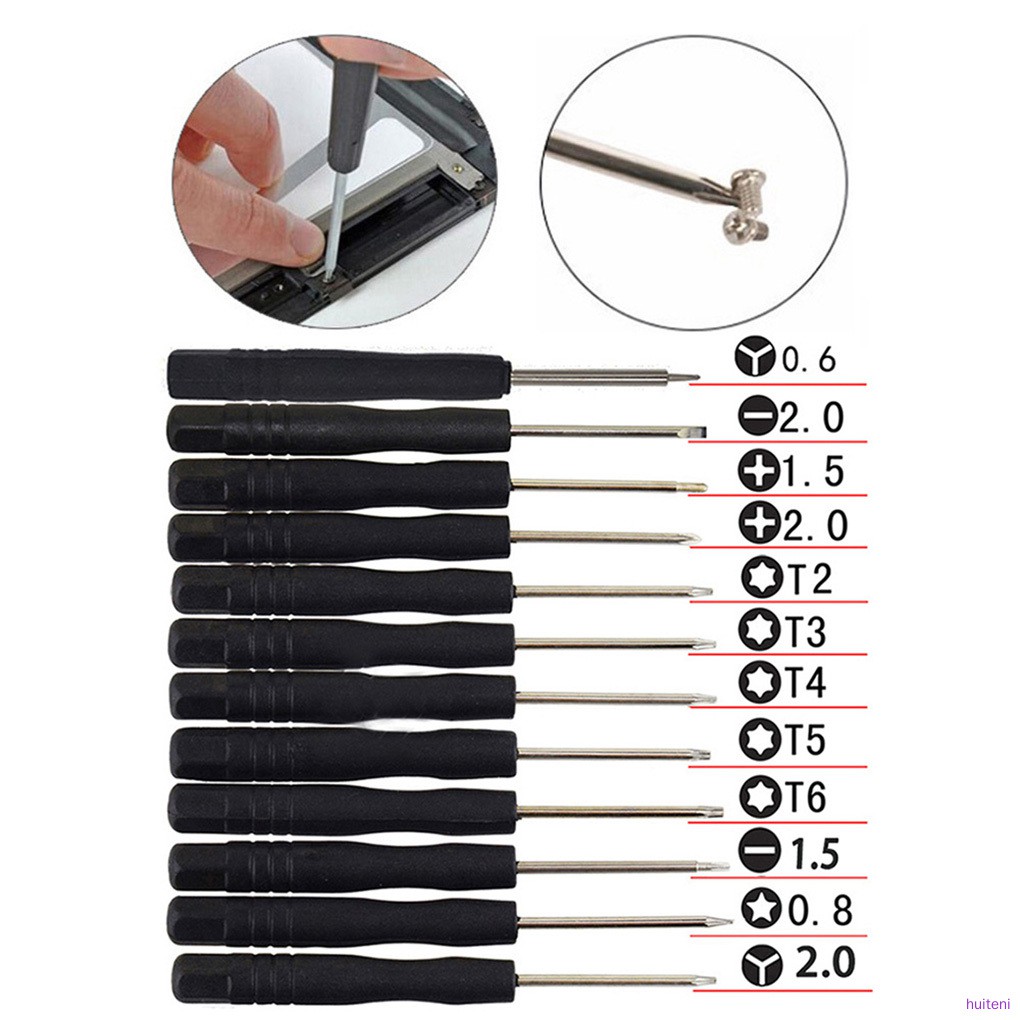 12pcs/set Mini Multi-Function Precision Screwdriver Set Smartphone Tablet Repairing Tools Set  huiteni