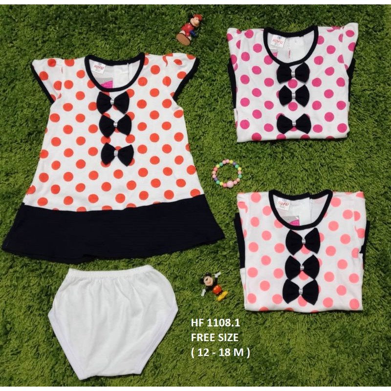 Rok Dress Katun Bayi Cewe (HOFU) Polkadot 12 Bulan-18 Bulan