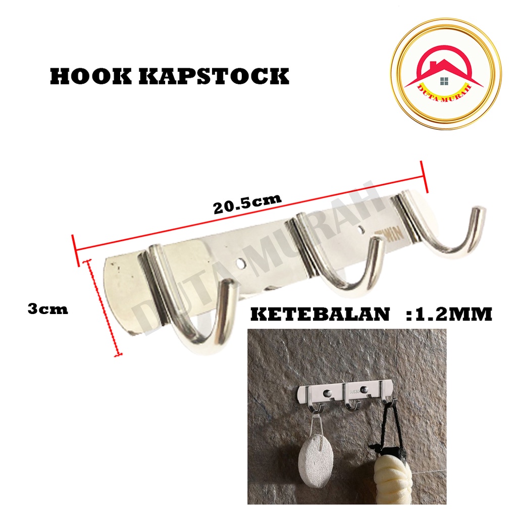 Gantungan baju dinding/Kapstok Hook 3 Stainless Steel /Gantungan handuk