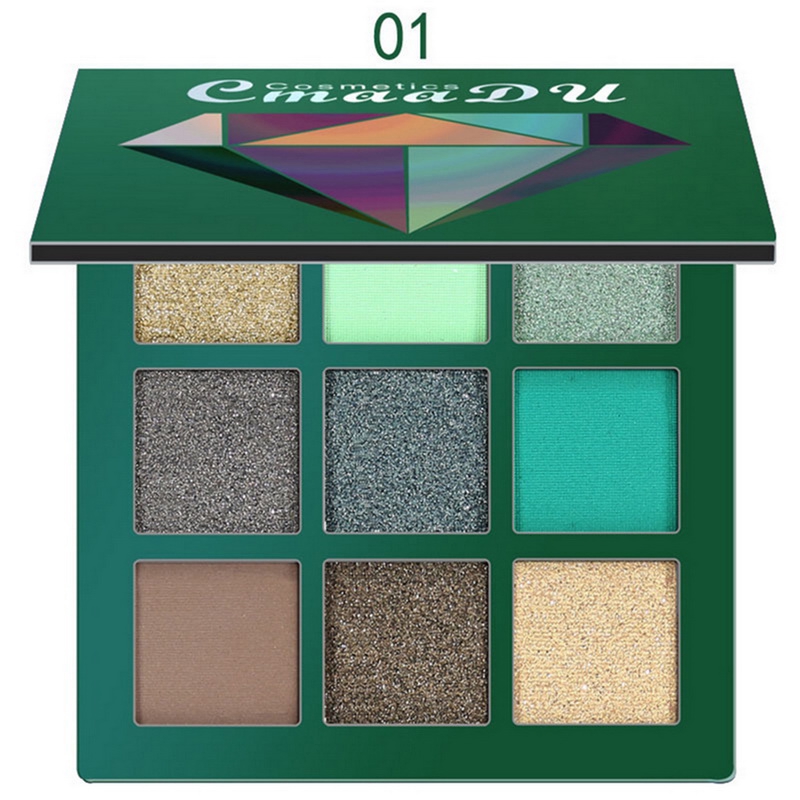 COD CMAADU 9 Warna Eyeshadow Palette Shimmer Waterproof Multiguna Glitter Make Up