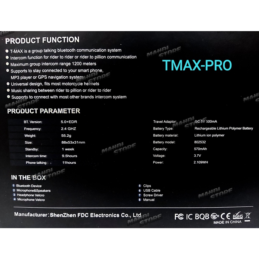 Bluetooth Intercom Helm Freedconn TMAX PRO S T-Max S Universal Semua Helm Not Ejeas Maxto Sena Packtalk Parani