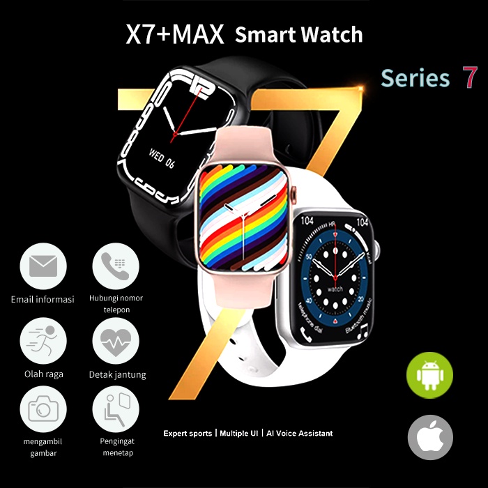 New X7+max smart watch 1.75'' IPS Full Touch Screen Smartwatch for Android &amp; iOS Fitness Tracker with Heart Rate/Sleep Monitor/Waterproof IP68/Pedometer/Calorie Counter/Answer Call/Blood Pressure etc