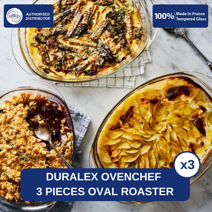 Duralex Mangkuk Ovenchef 3 Pieces Oval Roaster Set