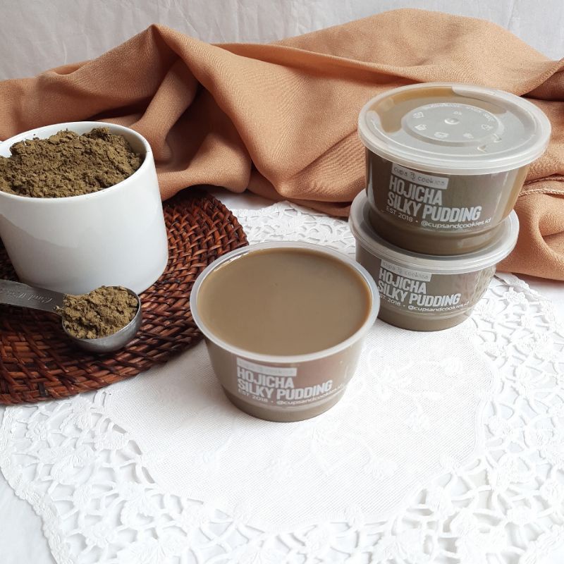 

[Harga 3 Cup] Hojicha Silky Pudding | 100 ml | Cups & Cookies