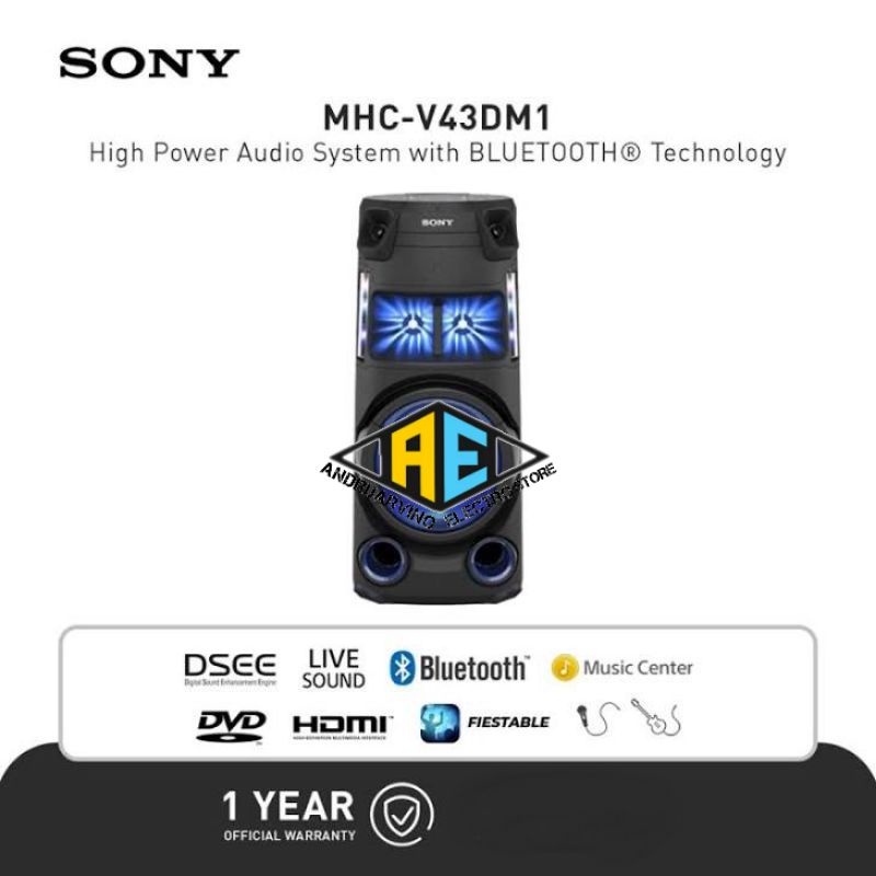 SONY MHC-V43D / MHCV43D / MHC V43D High Power Audio System BLUETOOTH