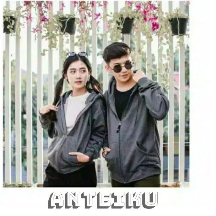 (SALE) JAKET HOODIE ZIPPER COUPLE POLOS / SWEATER HOODIE COUPLE NATURAL /JAKET COUPLE PASANGAN