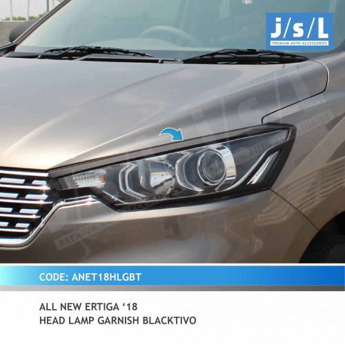 Cover Lampu Depan Garnish Headlamp All New Ertiga 2018 2019 2020 2021 2022 Aksesoris Chorme & Hitam 