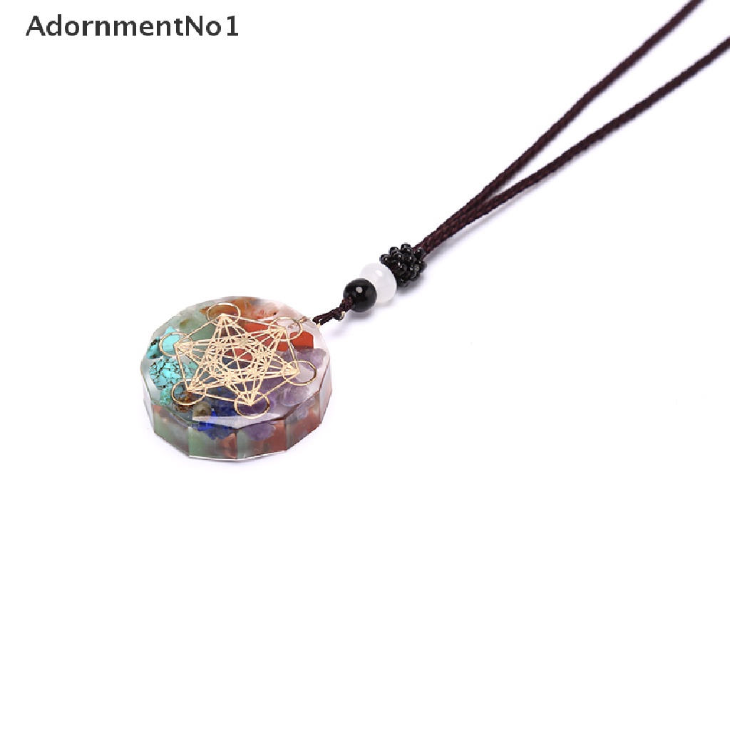 (AdornmentNo1) Orgonite Kalung Tali Dengan Liontin Batu Chakra Om Untuk Meditasi Energi / Penyembuhan Handmade